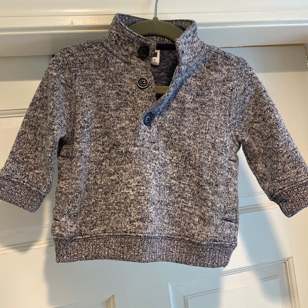 Janie and jack blue 3 button sweater- 3-6 months